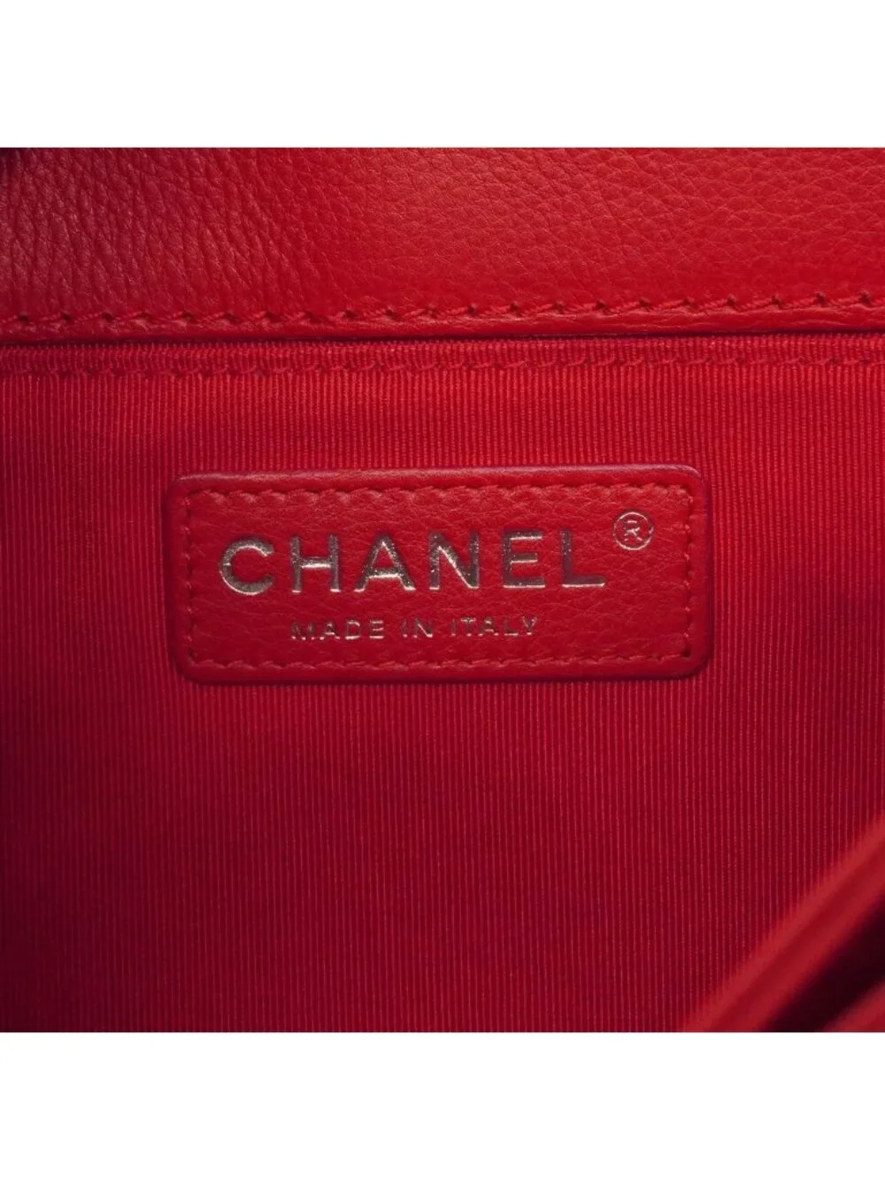 Chanel Shoulder Bag Boy Leather Red Silver